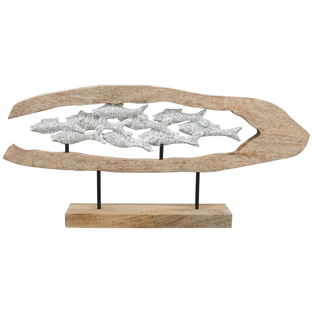 FischSkulptur Artisanal - Holz/Polyresin - 70x9x31 cm