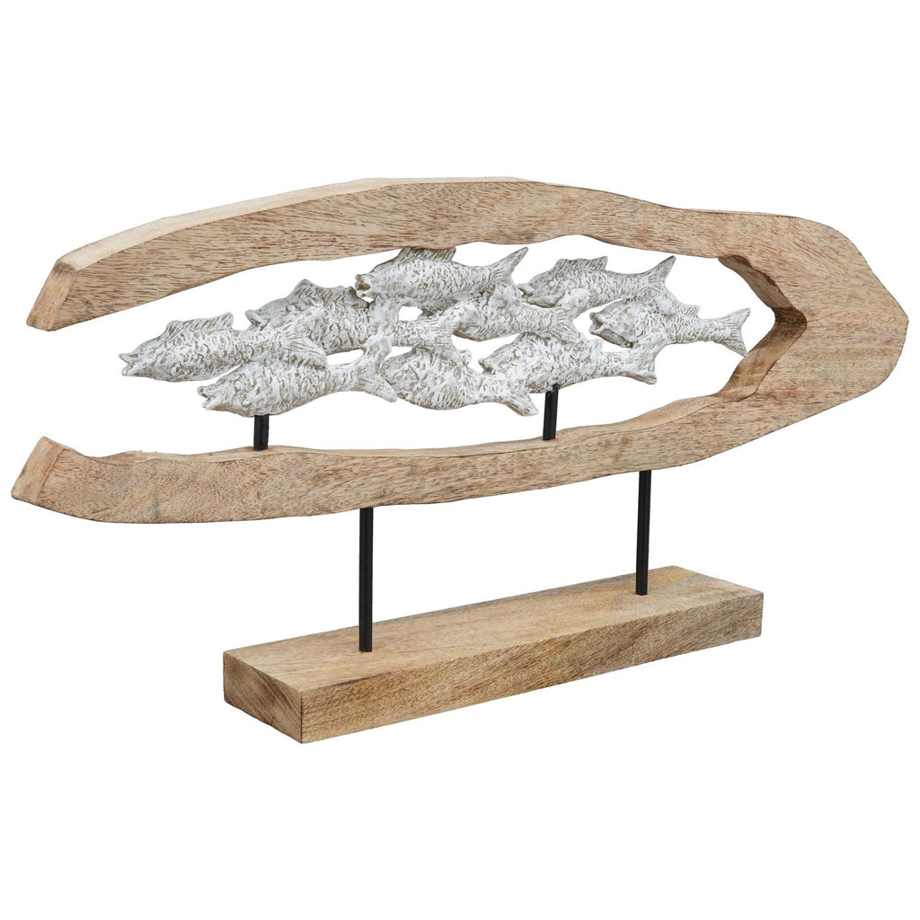 FischSkulptur Artisanal - Holz/Polyresin - 70x9x31 cm