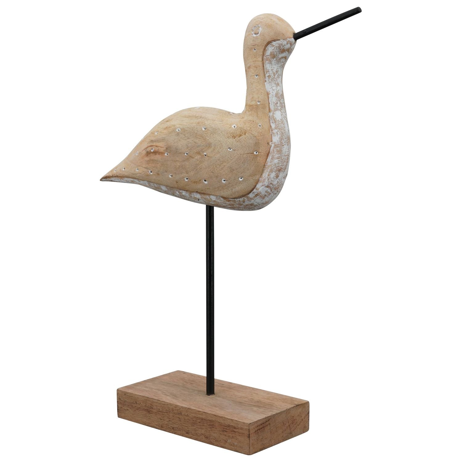 VogelSkulptur Artisanal - Holz/Metall - 31x9x36 cm
