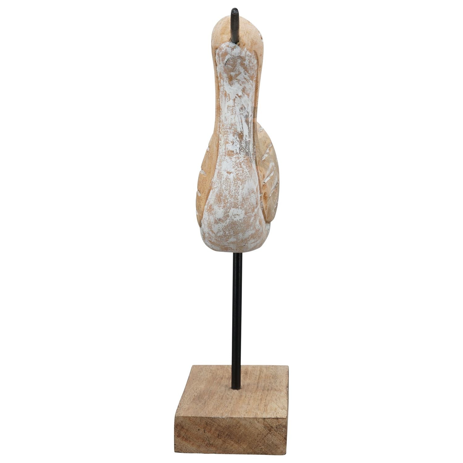 VogelSkulptur Artisanal - Holz/Metall - 37x8,5x39 cm