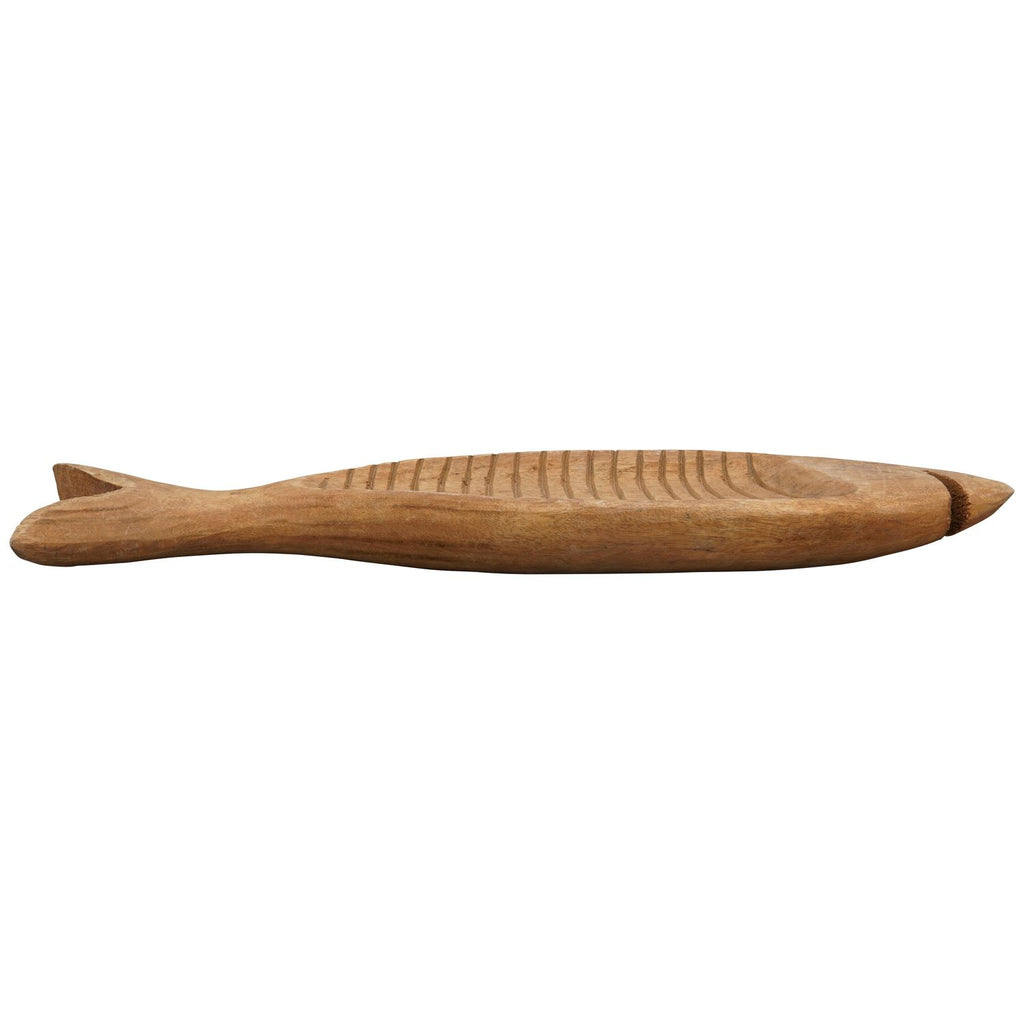 Assiette à poisson artisanale - Bois - 59,5 x 13 x 5 cm
