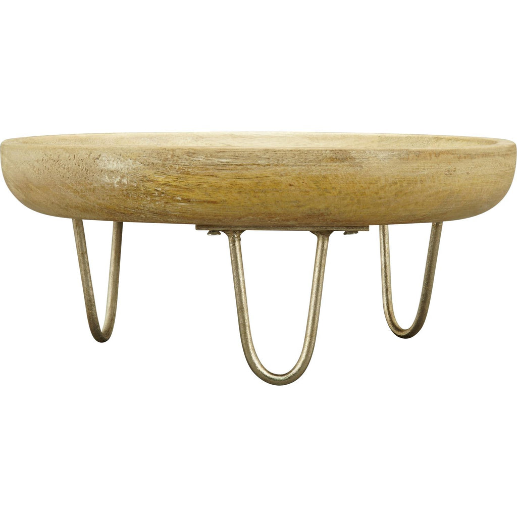 Plateau avec pied Dost - aluminium/bois - 20 x 20 x 8,5 cm
