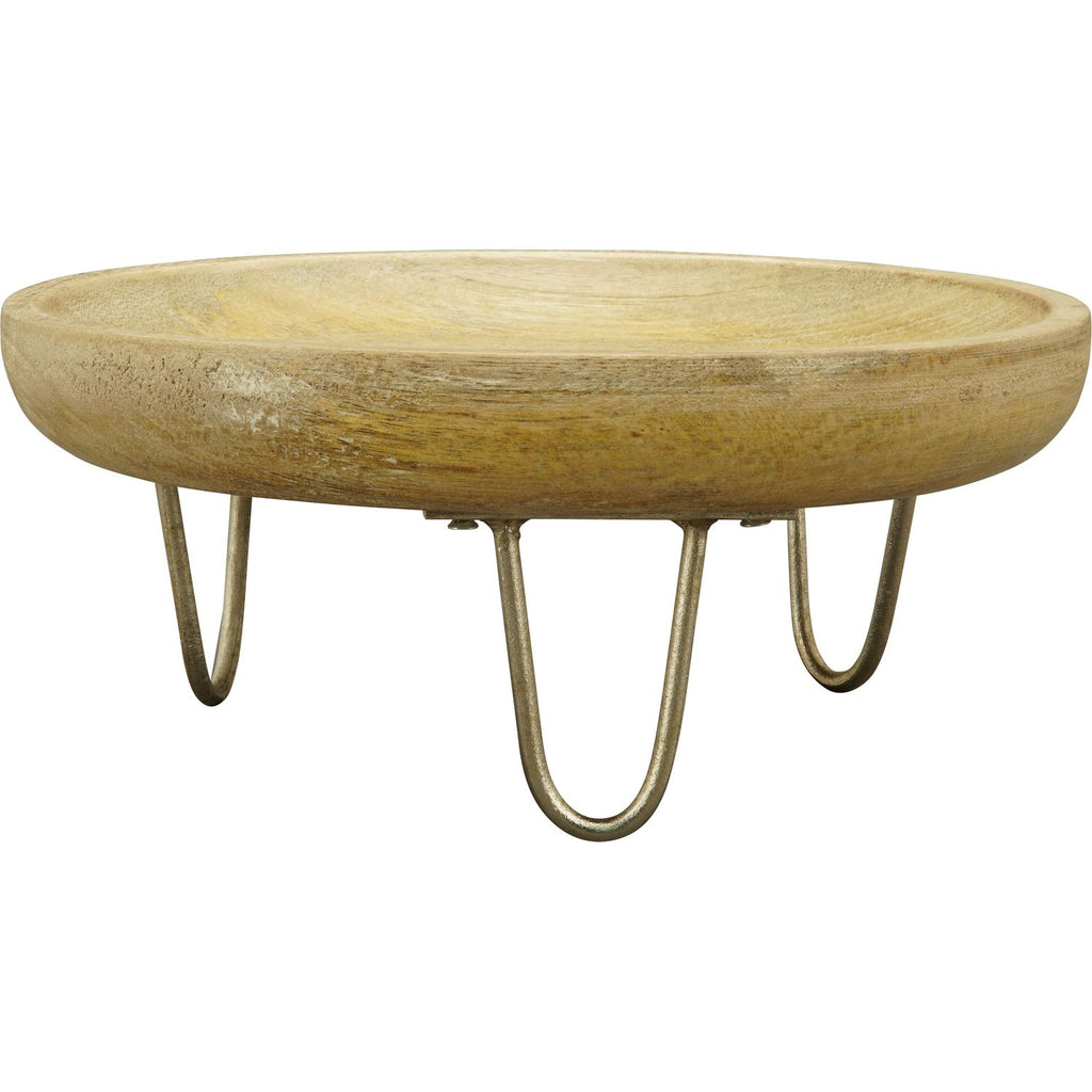 Plateau avec pied Dost - aluminium/bois - 20 x 20 x 8,5 cm