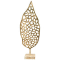 Skulptur Blätter Aurum - Alu/Holz - 18x10x45 cm