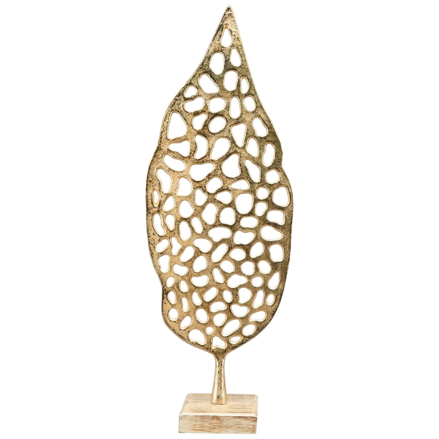 Skulptur Blätter Aurum - Alu/Holz - 18x10x45 cm