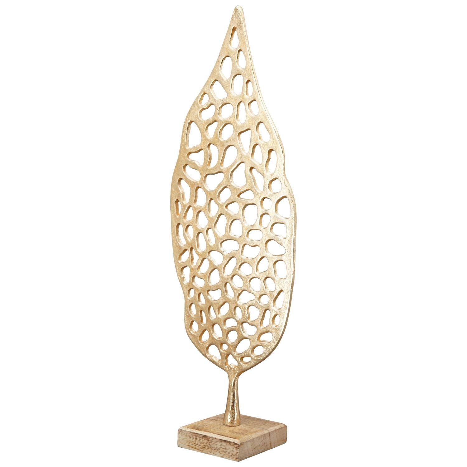 Skulptur Blätter Artisanal - Alu/Holz - 20x10x56 cm