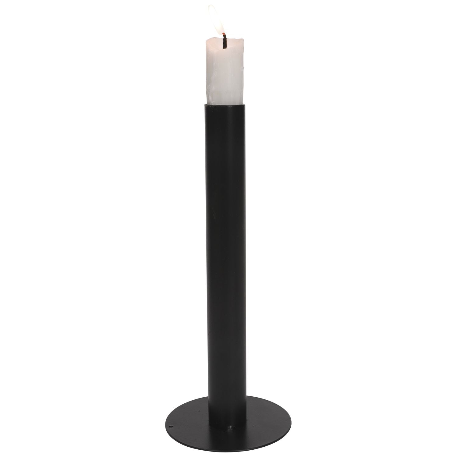 Sobre candle holder - black - metal - 8x8x20 cm