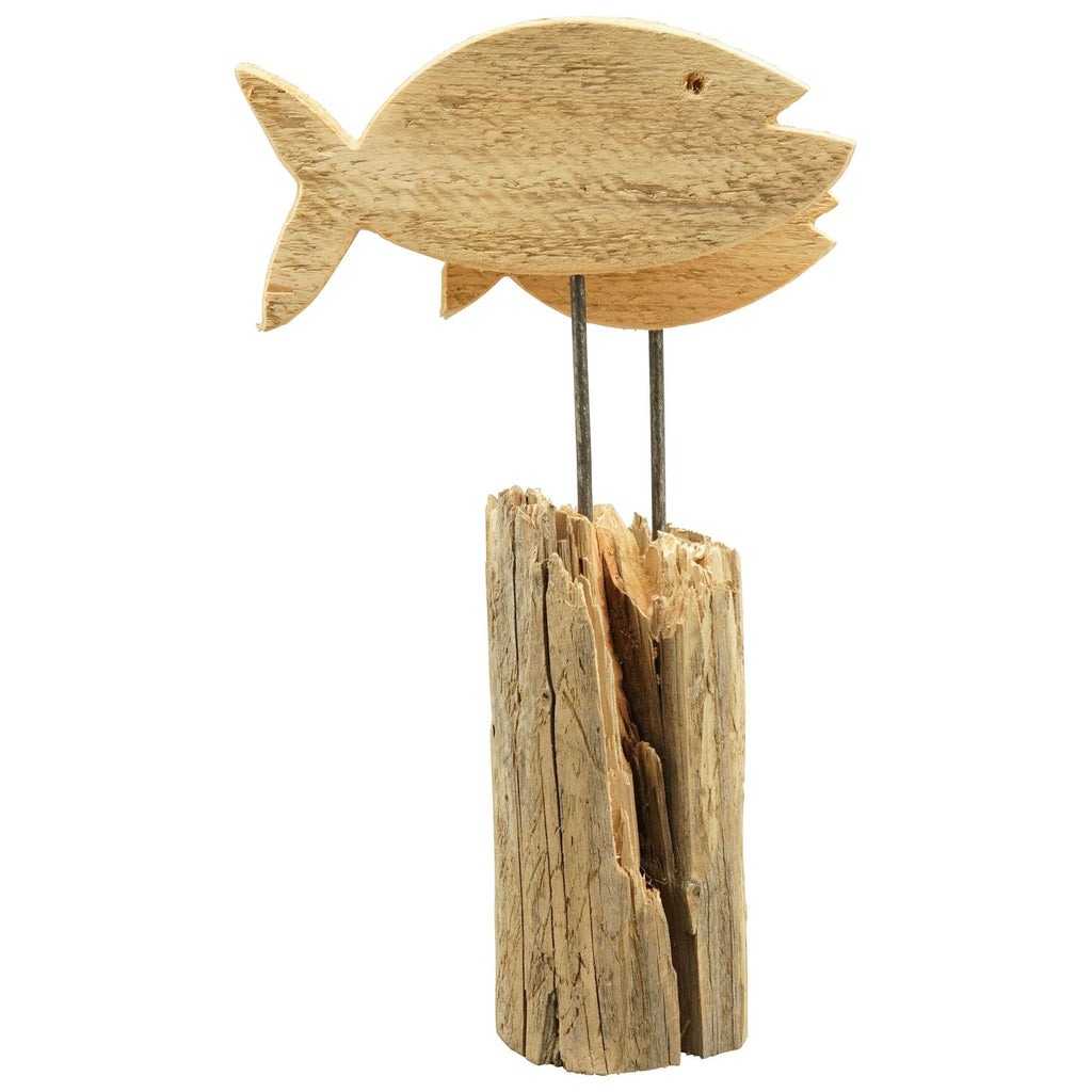 FischSkulptur LaMer - natur - Holz - 22x7,5x34 cm