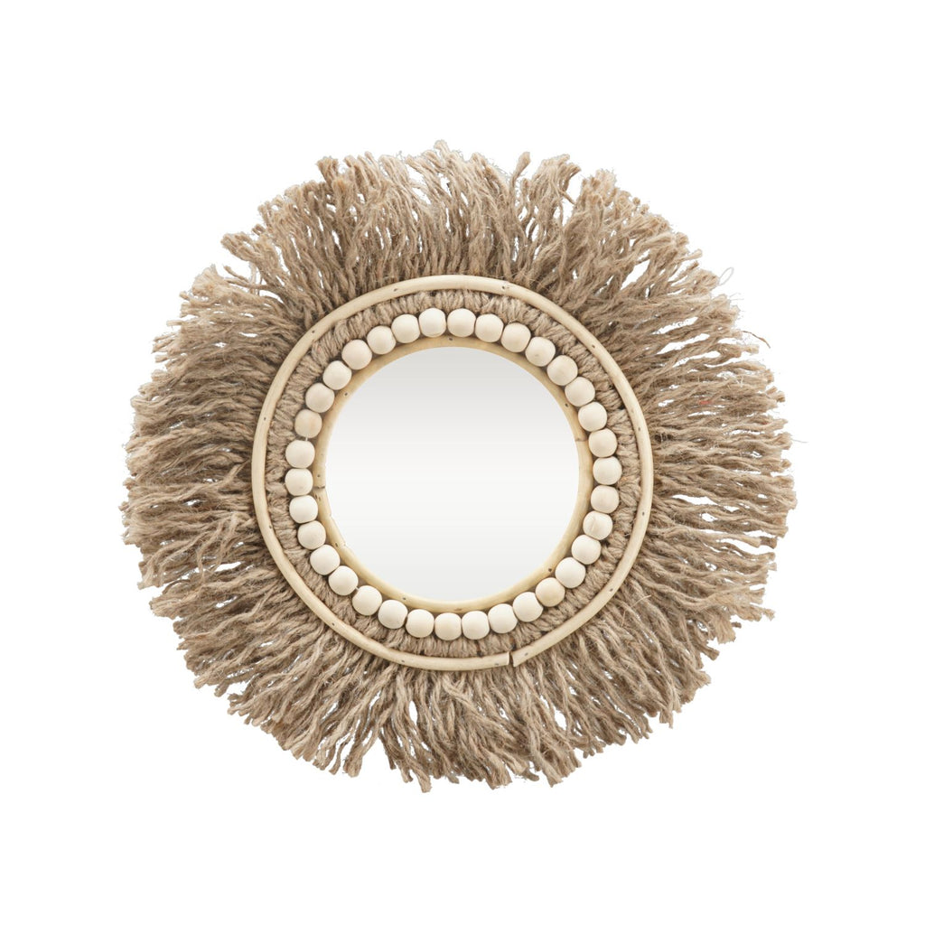 Spiegel mit Juteseil SWILL - braun - Glas/Seil/Holz - 39x39x2 cm