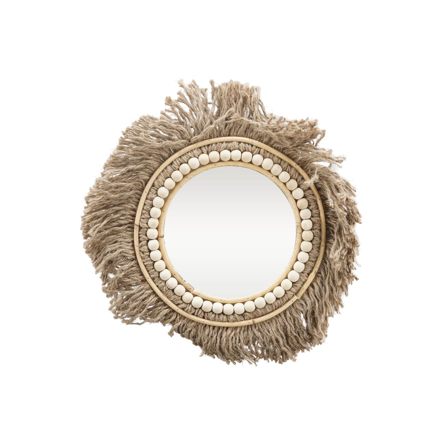 Spiegel mit Juteseil SWILL - braun - Glas/Seil/Holz - 39x39x2 cm