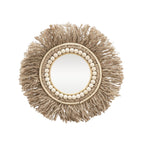 Spiegel mit Juteseil SWILL - hellblau - Glas/Seil/Holz - 42x42x2 cm