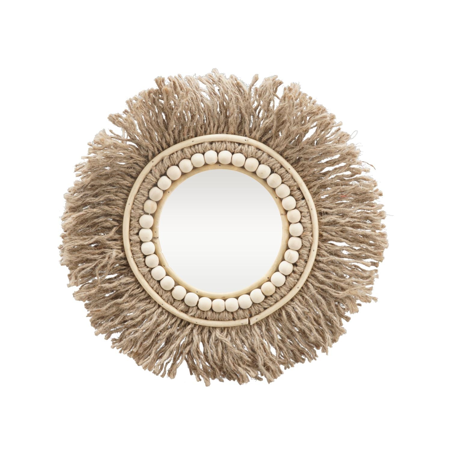 Spiegel mit Juteseil SWILL - hellblau - Glas/Seil/Holz - 42x42x2 cm