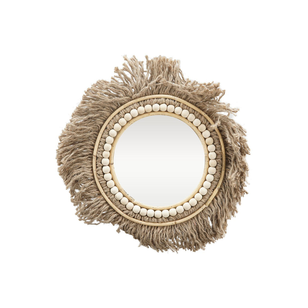 Spiegel mit Juteseil SWILL - hellblau - Glas/Seil/Holz - 42x42x2 cm