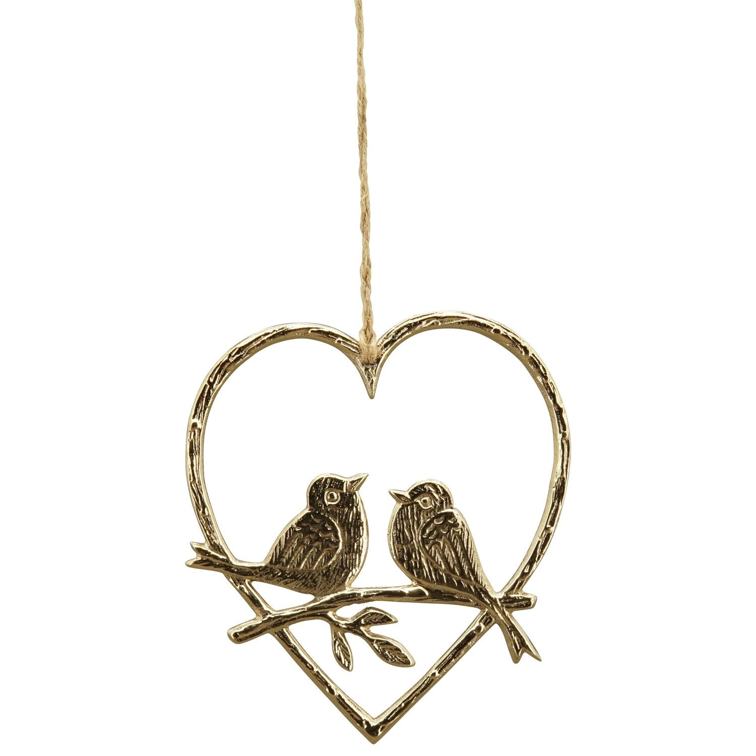 Herzhänger mit Vogel Aurum - gold - Alu - 11x13 cm