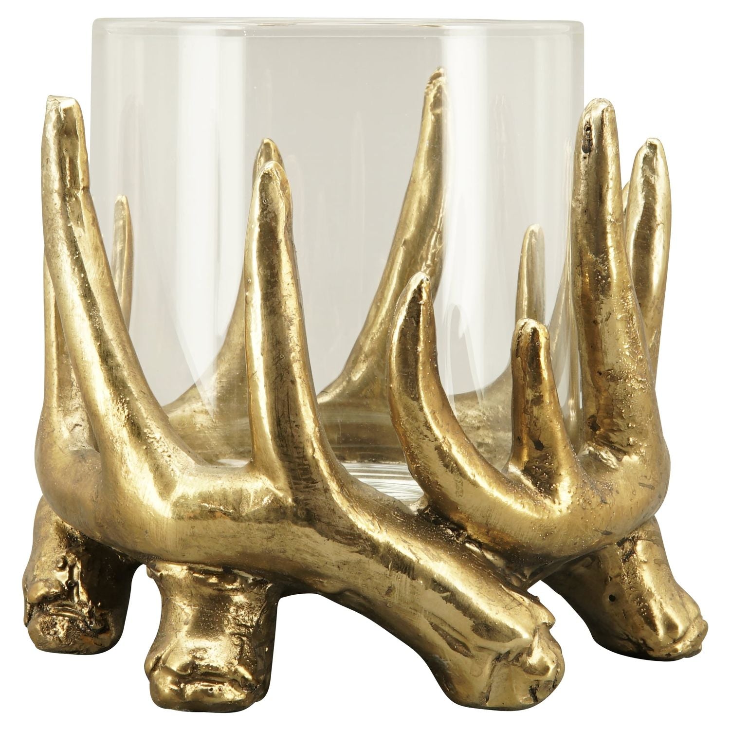 WindLicht Aurum - gold - Polyresin/Glas - 21x21x21,5 cm