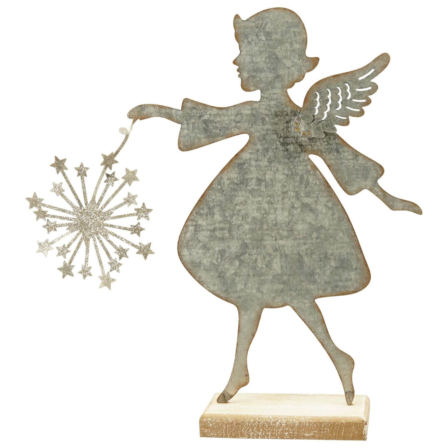 Engel Junker - grau - Metall/Holz - 18x5x21 cm