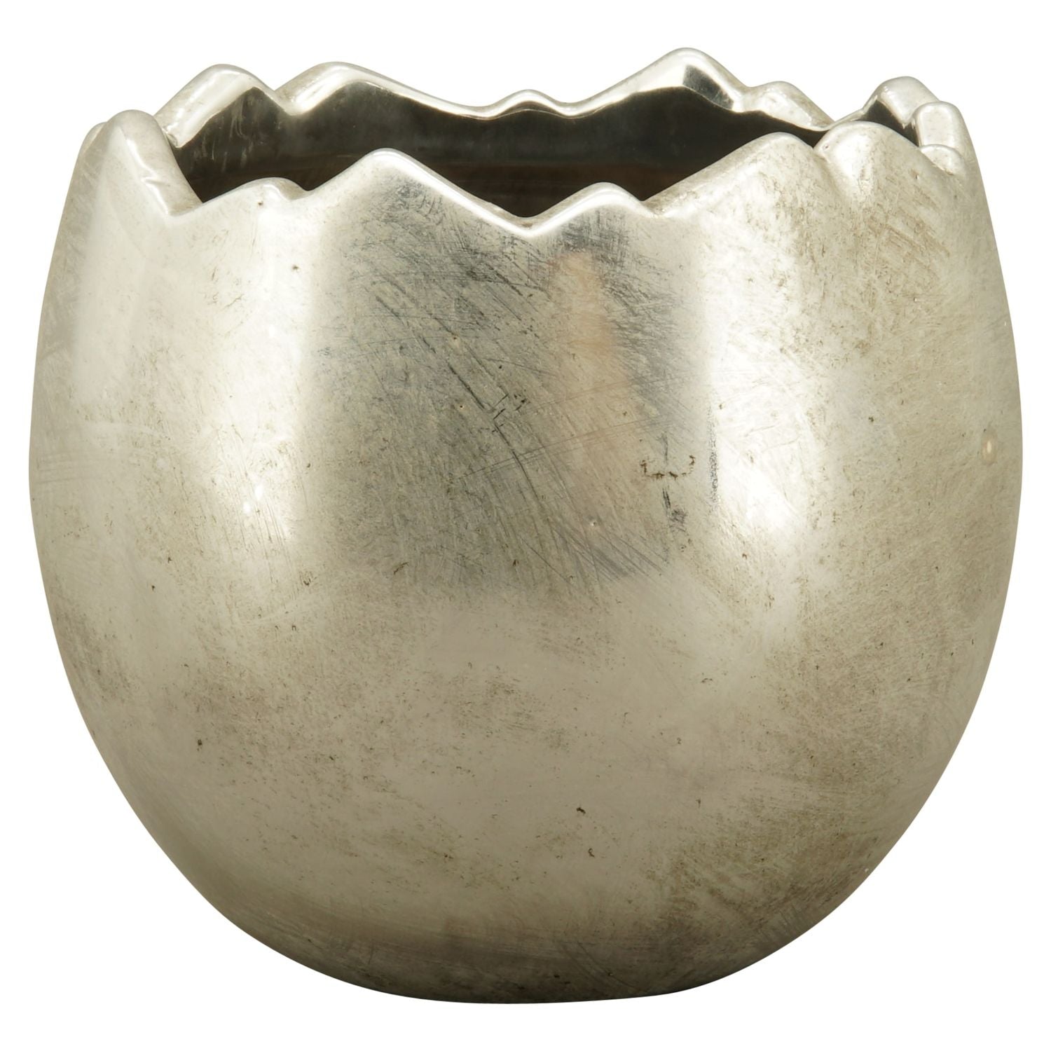Grand œuf de plantation - argent - grès - 21,5 x 21,5 x 20 cm