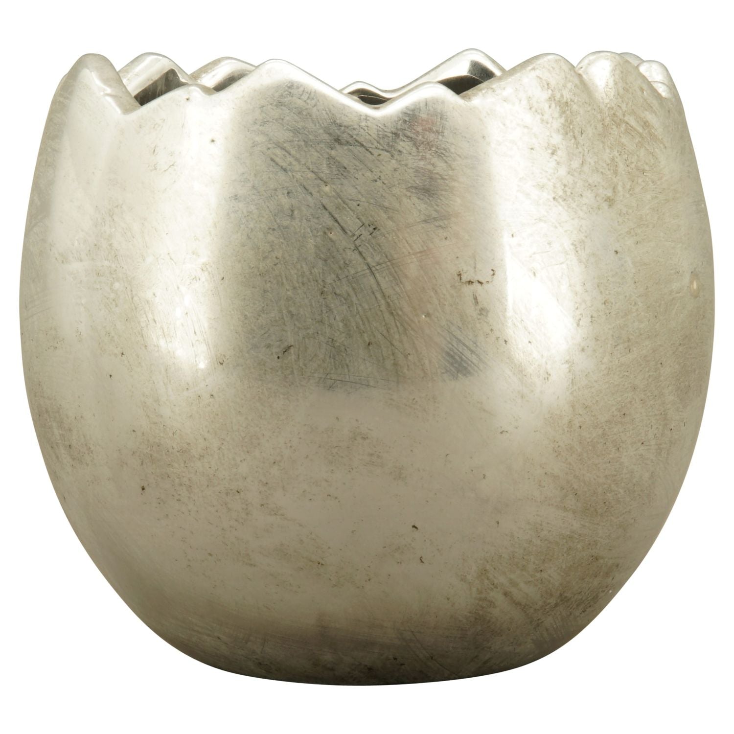 Grand œuf de plantation - argent - grès - 21,5 x 21,5 x 20 cm