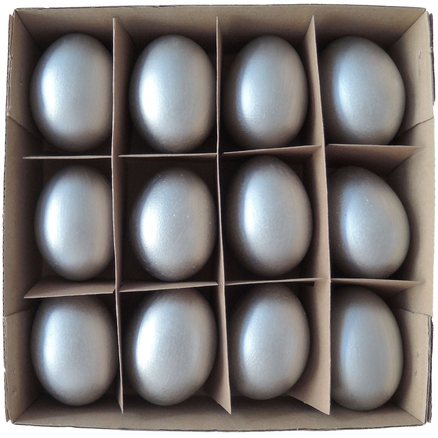 Box mit Ei Goog - 12 tlg. - silber - 26,5x24,5x6 cm