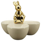 Eierbecher Ivory - weiß/gold - Dolomite - 11x11x10,5 cm