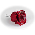 Lot de 6 roses rouges à bordure pailletée, véritables ornements de sapin de Noël faits main.