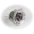 6er-Pack handgefertigte echte Christbaumschmuck-Rosen silber lackiert