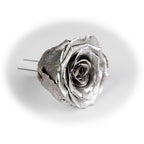 6er-Pack handgefertigte echte Christbaumschmuck-Rosen silber lackiert
