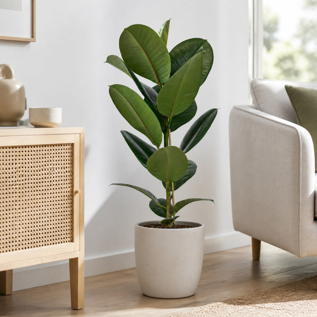 Gummibaum 1-stämmig - Ficus elastica 'Robusta' - Höhe ca. 70 cm, Topf-Ø 21 cm