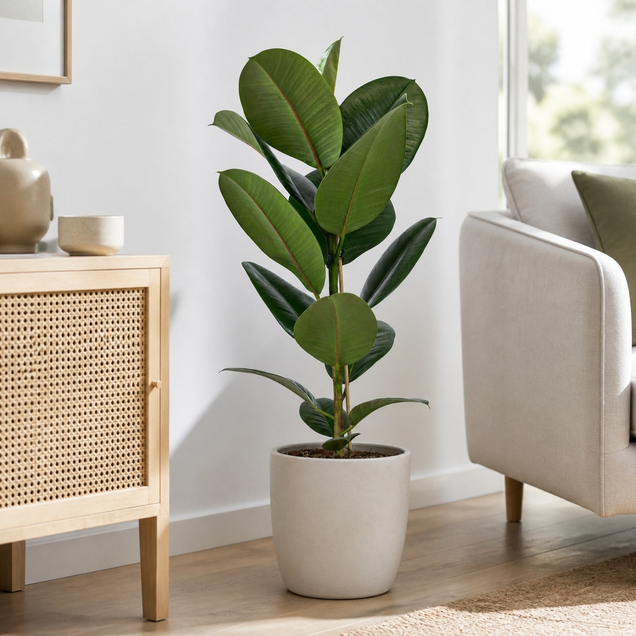 Rubber tree, single-trunked - Ficus elastica 'Robusta' - Height approx. 70 cm, pot diameter 21 cm