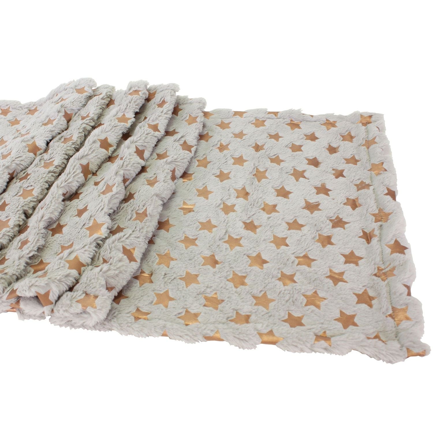 Chemin de table Fluffy Copper, polyester gris, 40 x 180 cm