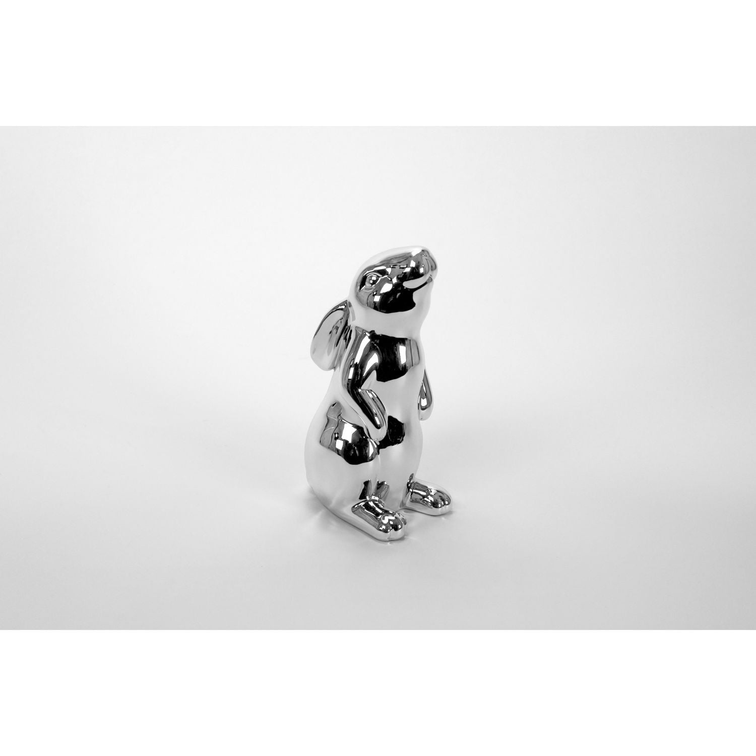 Hase, hoch guckend silber, Dolomit, 10,5x9x21 cm
