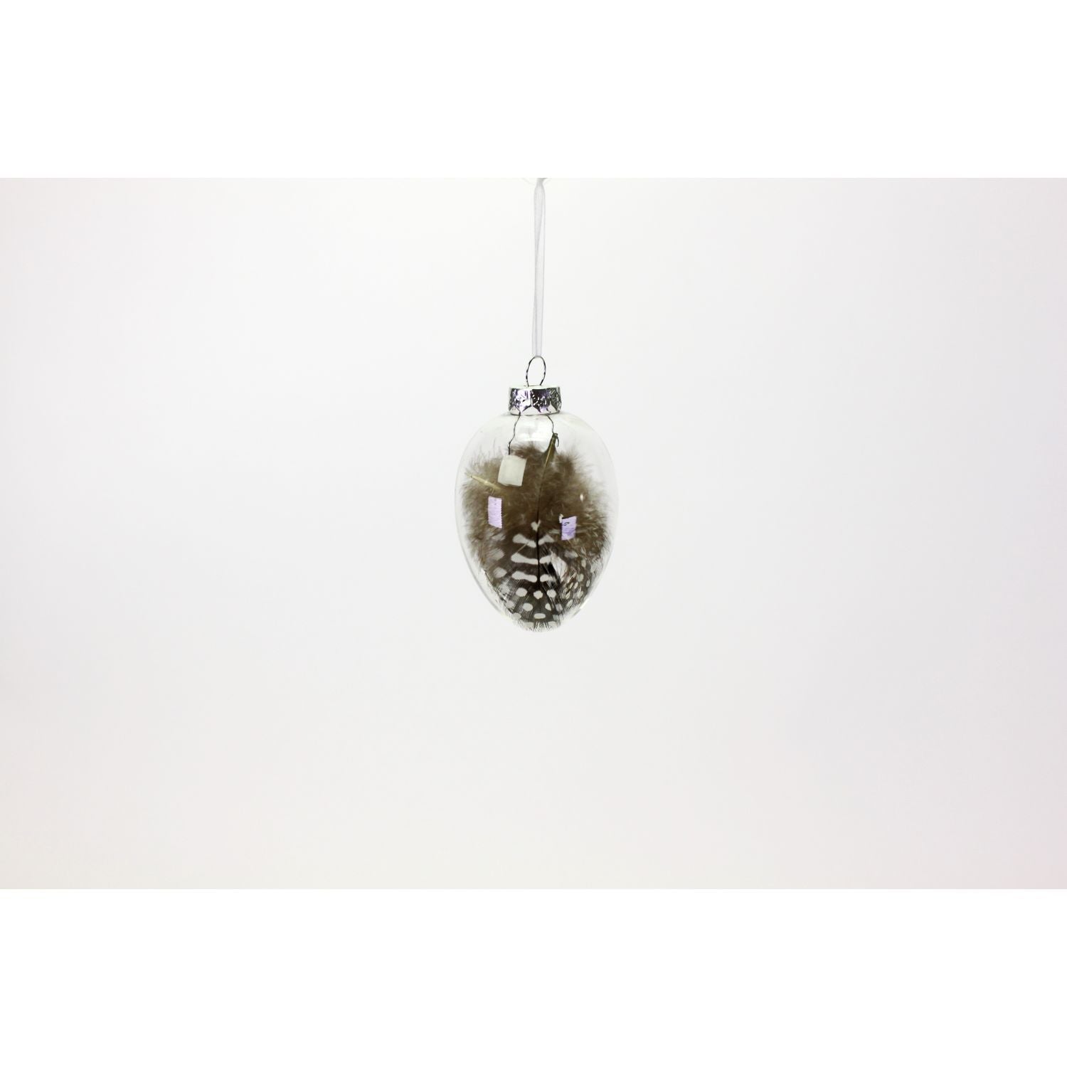 Glasei m. Federn klar/braun, 5,8x8,4cm