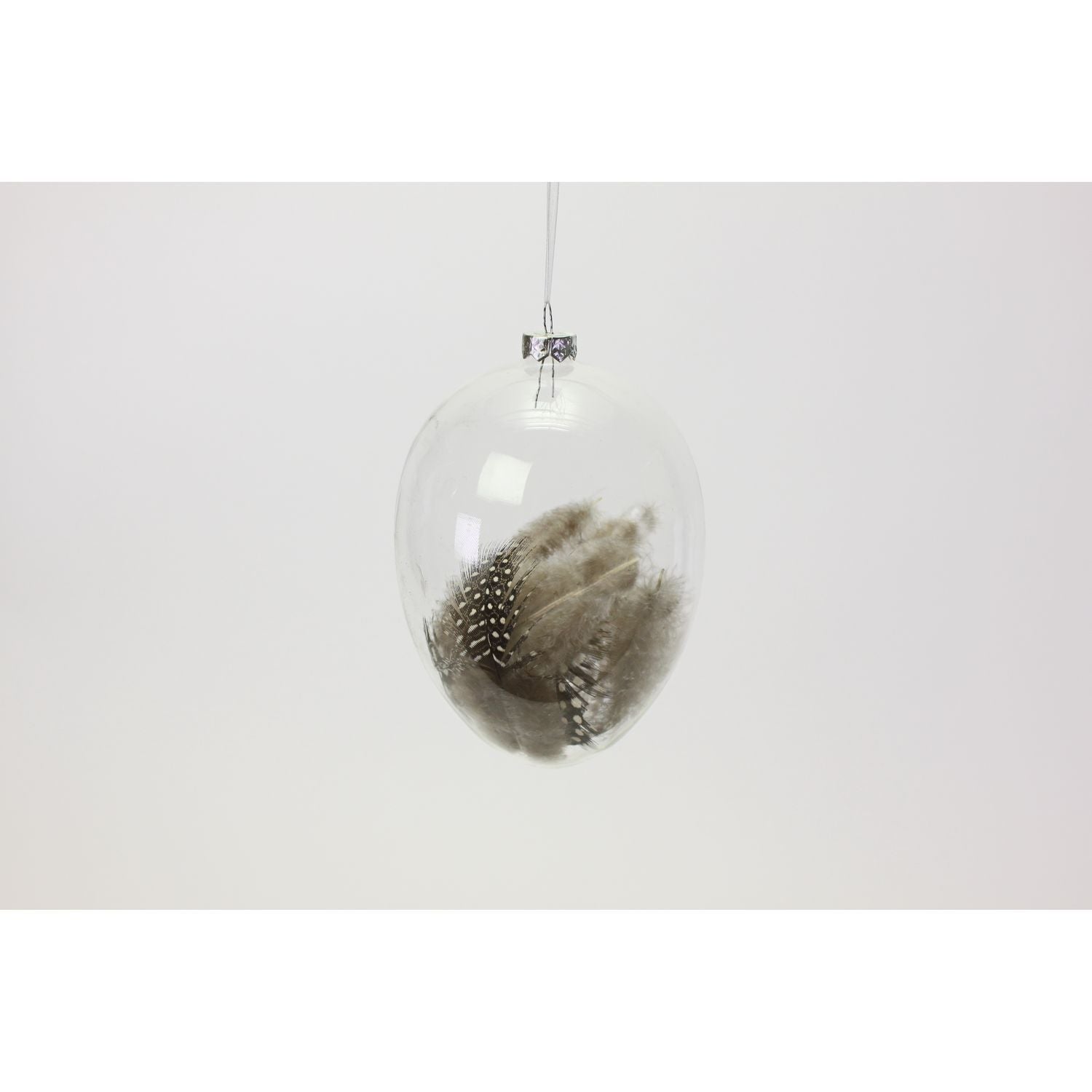 Glasei m. Federn klar/braun, 10x15 cm