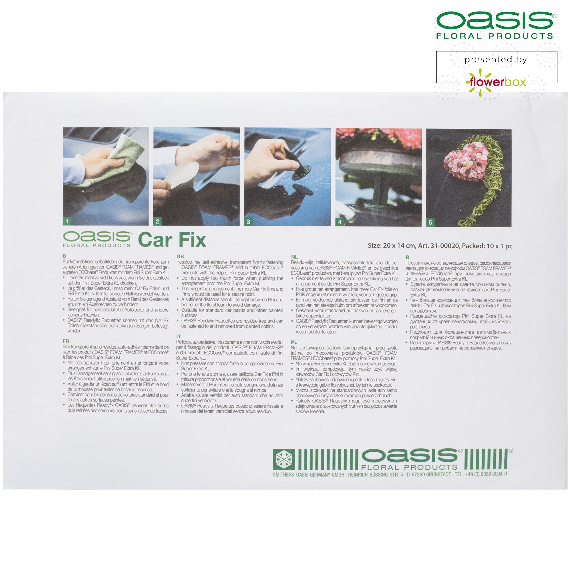 Film de protection pour voiture Car Fix - 20 x 14 cm - 10 pièces - transparent