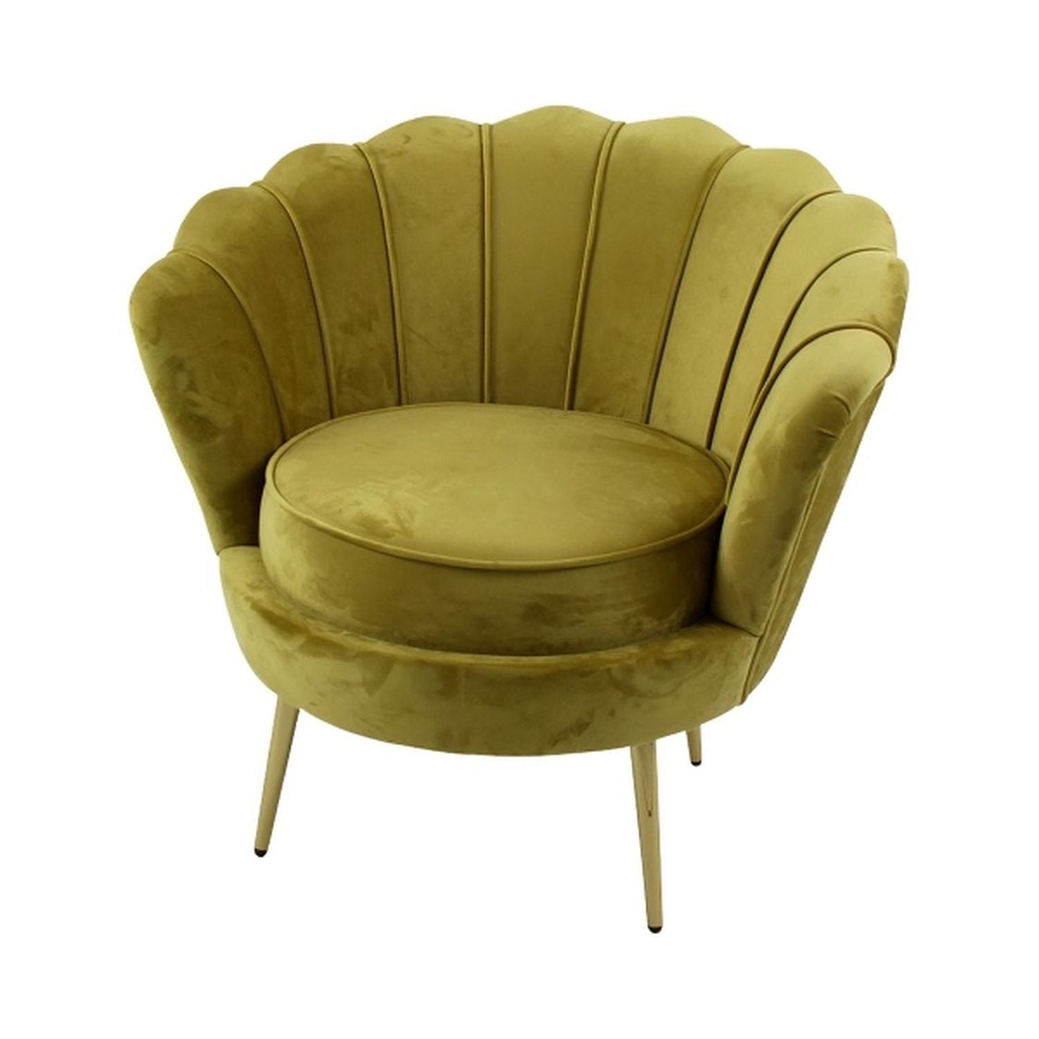Sessel Audrey, senfgelb Samt/Metall/Holz, 82x75x79 cm