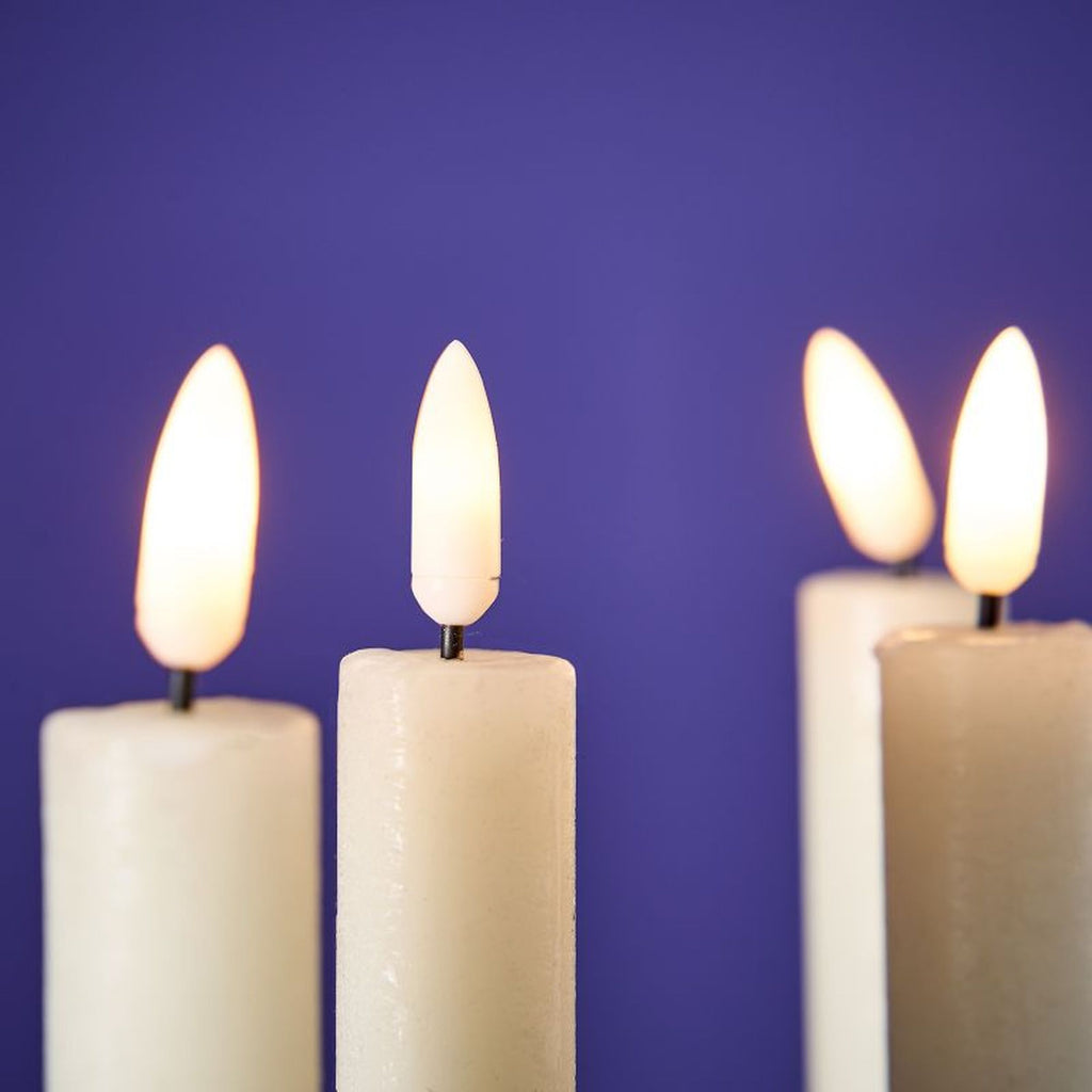 Set 4-teilig - LED Stabkerze - Echtwachs/Kunststoff/LED - H. 24.5 cm - m. Fernbedienung