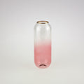 Vase Aura, klar/rosa m. Goldrand, Glas, 8x21,5 cm