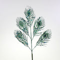 Decorative peacock feather branch, green, plastic/paper/metal, L. 70 cm