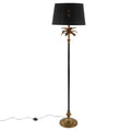 Lampadaire Palmier - Noir/Or - Culot E27 - Aluminium - 40 x 157 cm - Ampoule non fournie - Câble de 3,5 m avec interrupteur au pied