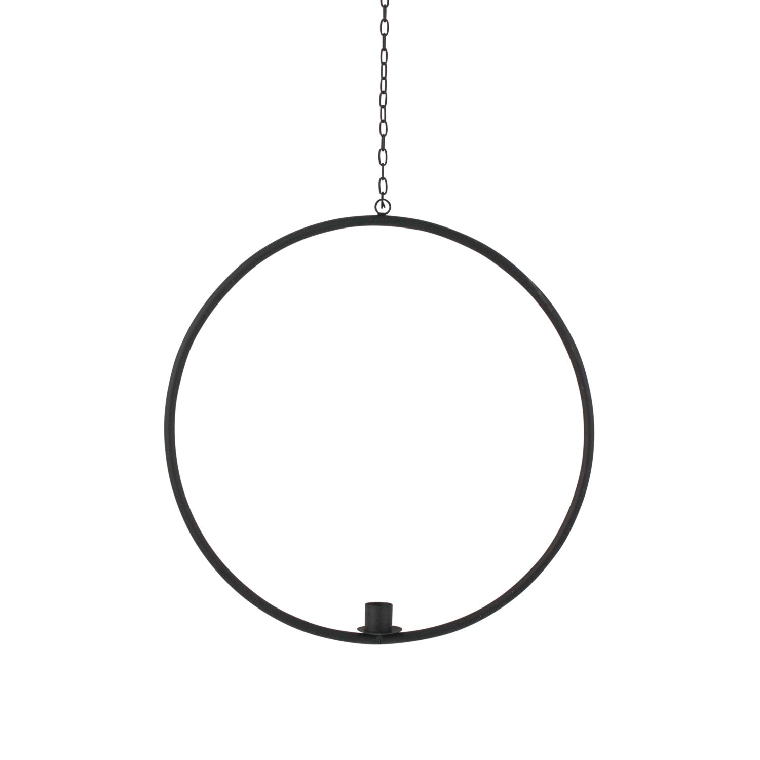 Deko-Ring Hoop z. Hängen m. Stabkerzentülle, schwarz, D.36 cm