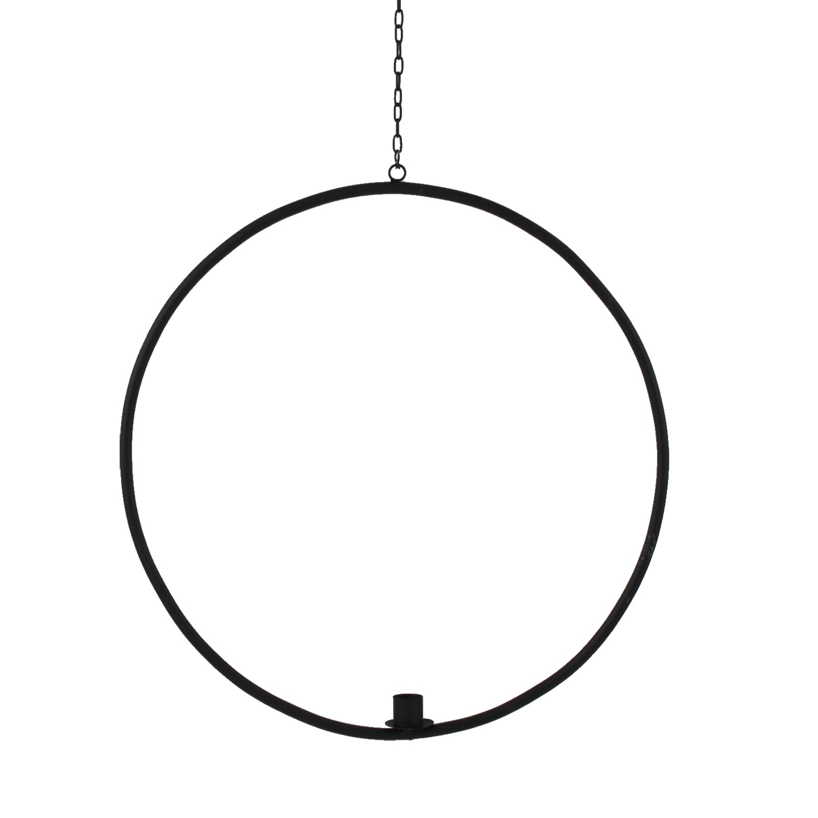 Deko-Ring Hoop z. Hängen m. Stabkerzentülle, schwarz, D.43 cm