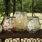 Windlicht Sakura - klar/weiß - Glas/Metall - 12,5x13,5 cm