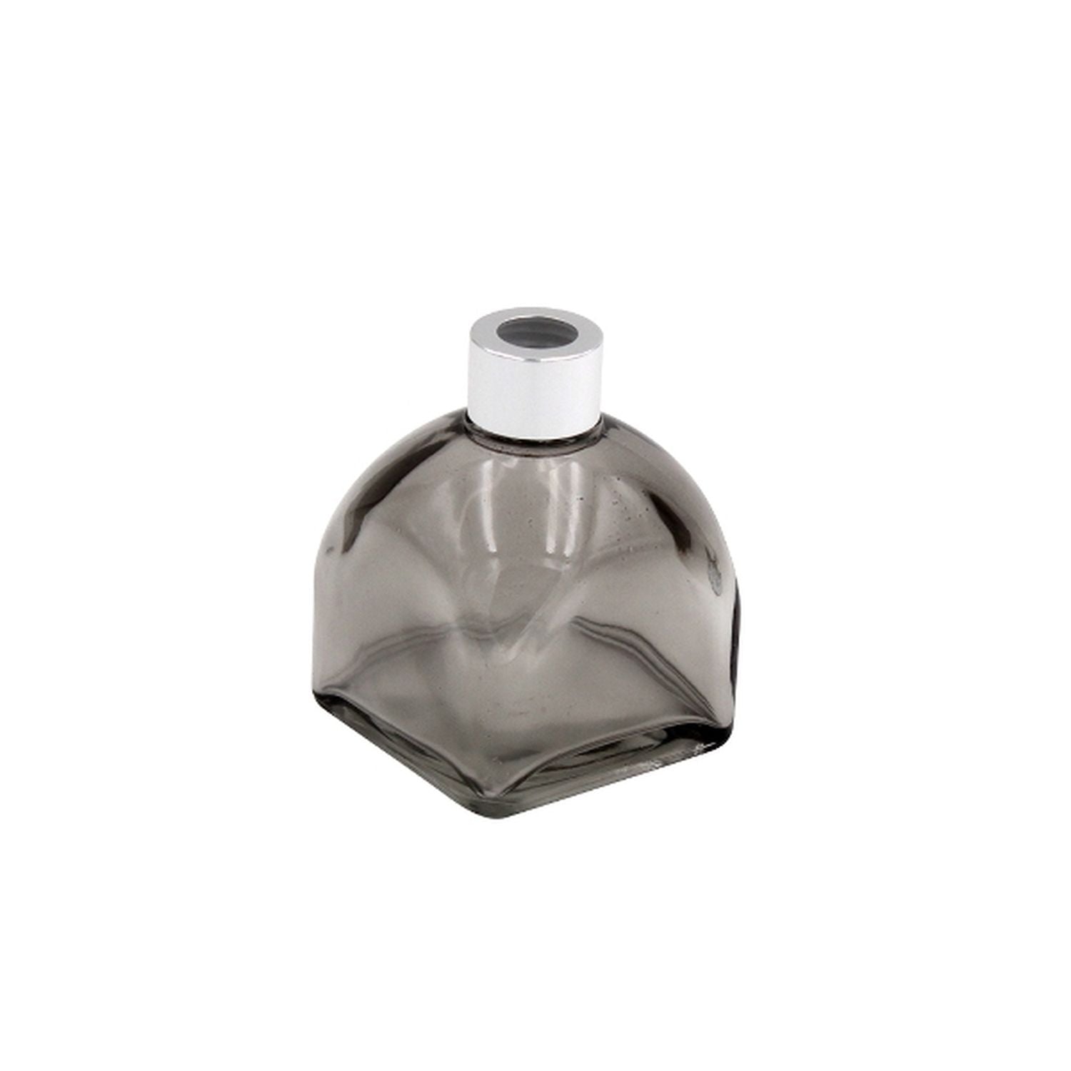 Mini-Dekovase - grau/silber - Glas/Metall - 7,5x7,5x10 cm