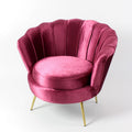Fauteuil Audrey, velours framboise/métal/bois, 82 x 75 x 79 cm