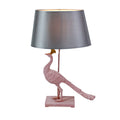 Lampe de table Rosita Paon, revêtement floqué rose/gris, polyrésine, 51 x 25,5 x 62 cm, douille E27, 230-240 V, puissance maximale 60 W, câble de 2 m
