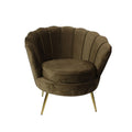 Fauteuil Audrey, velours marron/métal/bois, 82 x 75 x 79 cm
