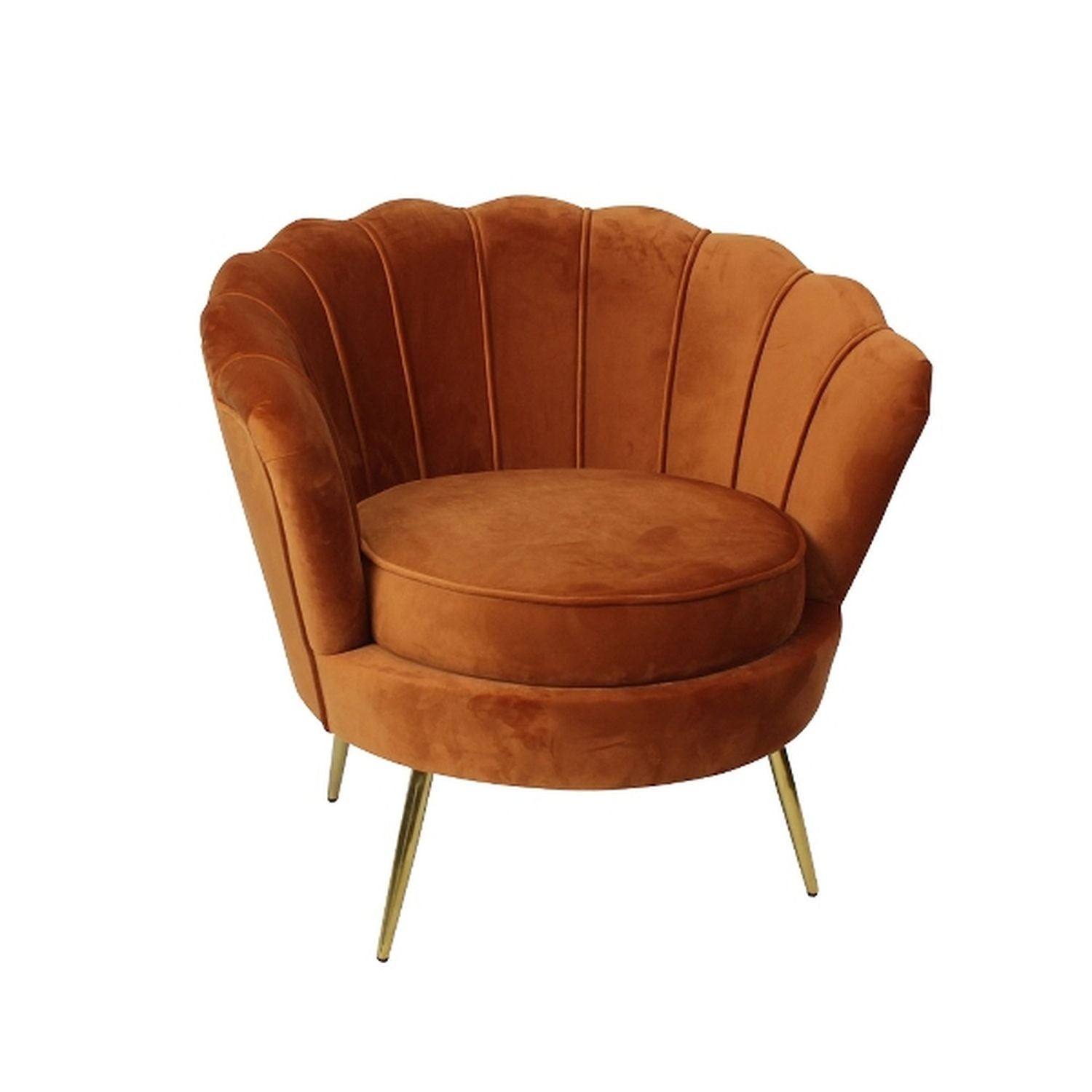 Fauteuil Audrey, velours cuivré/métal/bois, 82 x 75 x 79 cm