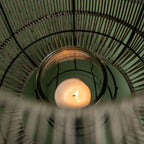 Laterne mit Glaseinsatz - grau - Kunststoff - 30x30 cm - Polyethylen+Metall - Glaseinsatz: 10x10 cm