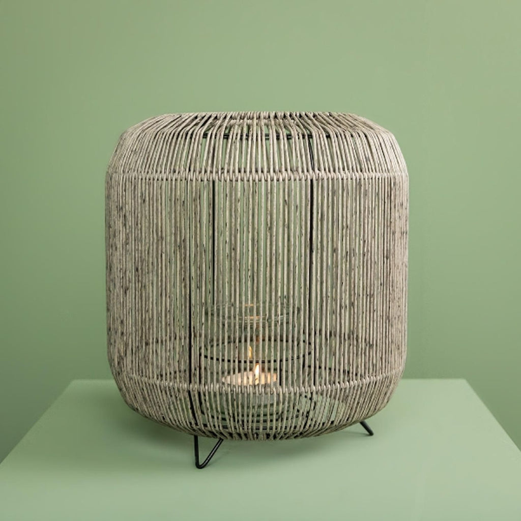 Laterne mit Glaseinsatz - grau - Kunststoff - 30x30 cm - Polyethylen+Metall - Glaseinsatz: 10x10 cm