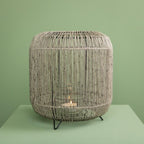 Laterne mit Glaseinsatz - grau - Kunststoff - 30x30 cm - Polyethylen+Metall - Glaseinsatz: 10x10 cm